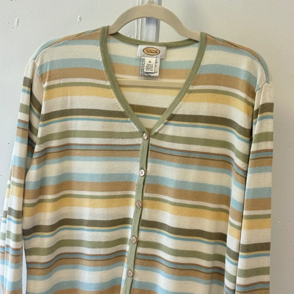 Vintage Talbot Set Striped Pastel Cardigan T-shirt 2 Piece Matching Set Neutral